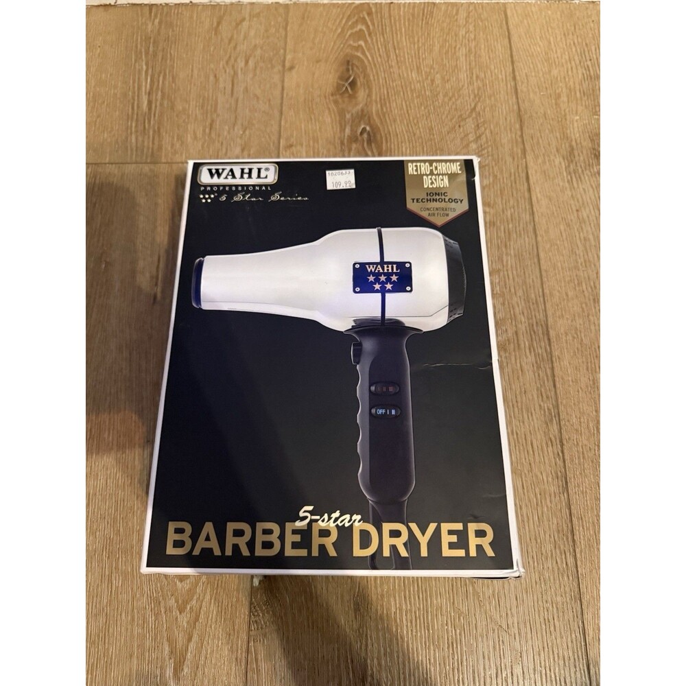 Wahl Professional 5-Star Barber Hair Dryer Ionic Cool Shot 2 Speed 3 Heat Silver